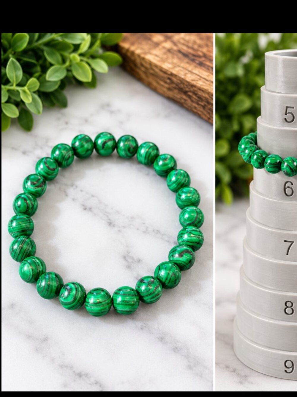 Green Malachite Beaded Stretch Bracelet